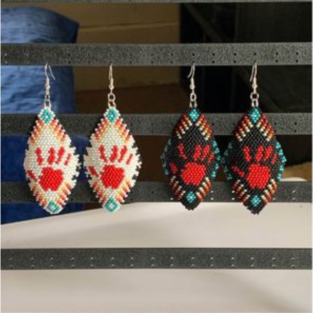 NWOT Handmade MMIW Seed Bead Earrings - 2 colors - Picture 1 of 3